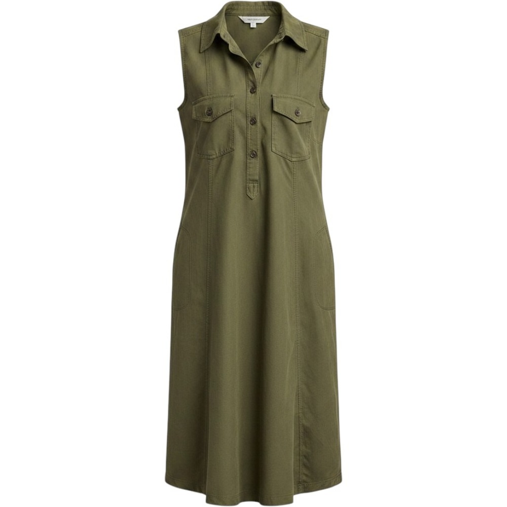 Travel‎ Hiking Olive Green Eddie Bauer Dress Sleeveless Women Pockets SMALL